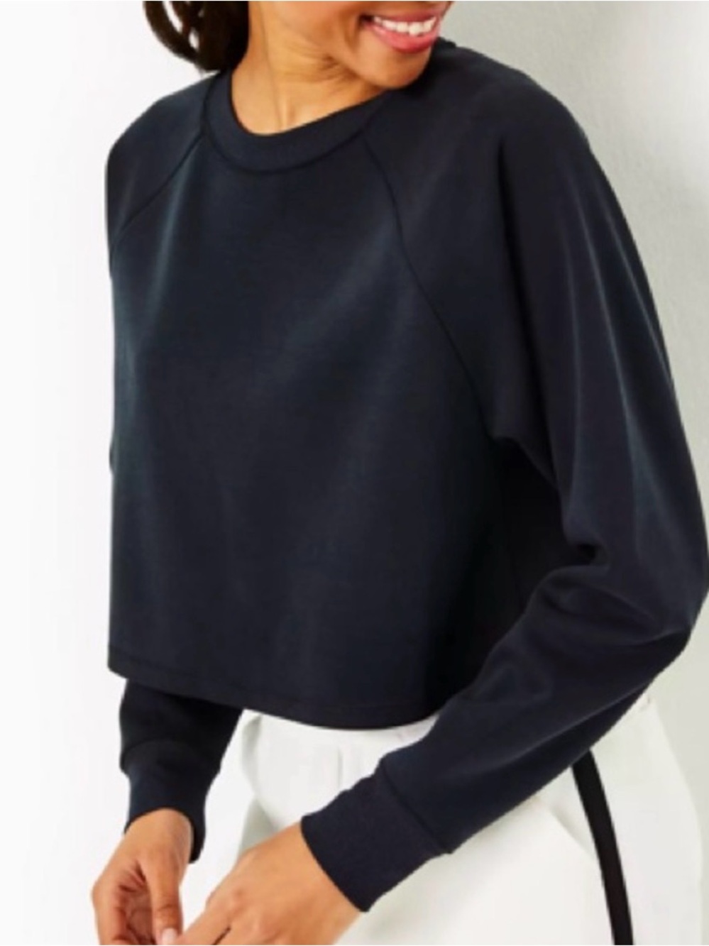 Lilly‎ Pulitzer Zelek Sweatshirt Black UPF 50 Pullover Long Sleeve Scuba Knit S